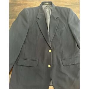Vintage LL Bean Sport Coat 41 R Measures 46 Navy Gold 2 Button Polyester Jacket